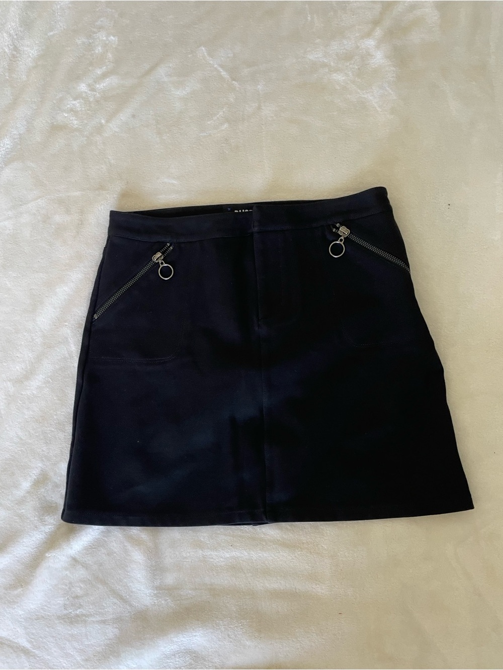PAIGE Black Mini Skirt with Zip Ring Details